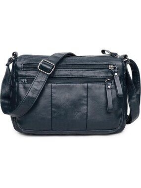 Women's Dark Blue(10.2") Soft PU Leather Shoulder Bag Crossbody Purse Pocketbook